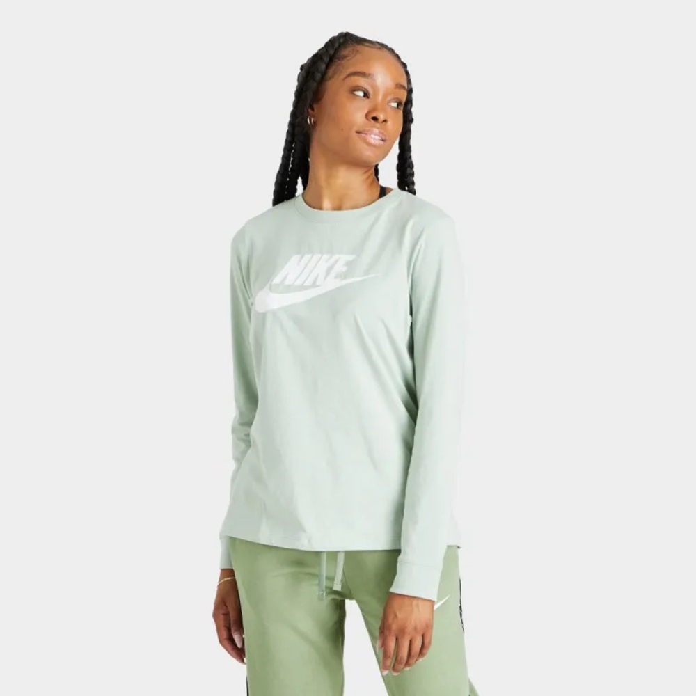Nike Womens Sportswear Essential Cotton Logo Mint Top Size Small